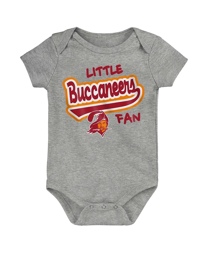 Baby Boys and Girls Heather Gray Distressed Tampa Bay Buccaneers Retro Little Baller Bodysuit