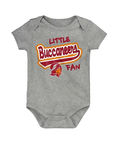 Baby Boys and Girls Heather Gray Distressed Tampa Bay Buccaneers Retro Little Baller Bodysuit