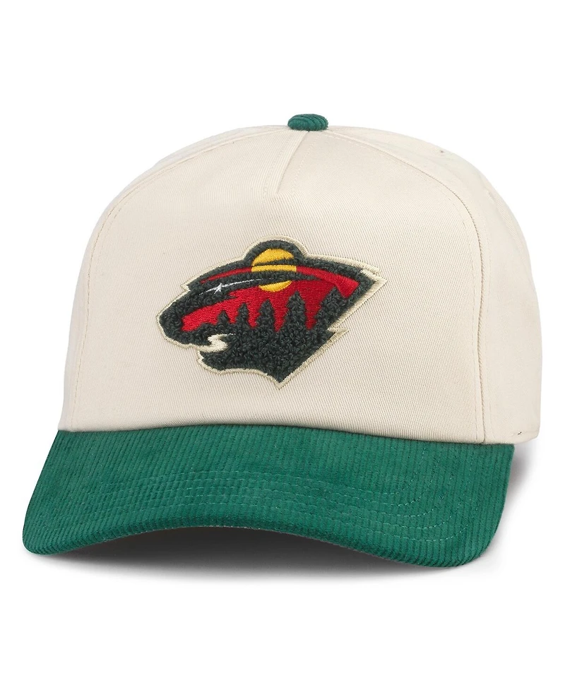 Men's American Needle Cream, Green Minnesota Wild Burnett Adjustable Hat