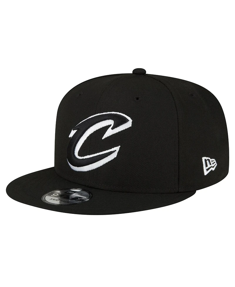 Men's New Era Cleveland Cavaliers Black and White 9FIFTY Snapback Hat