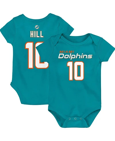 Baby Boys and Girls Tyreek Hill Aqua Miami Dolphins Mainliner Player Name Number Bodysuit