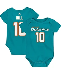 Baby Boys and Girls Tyreek Hill Aqua Miami Dolphins Mainliner Player Name Number Bodysuit