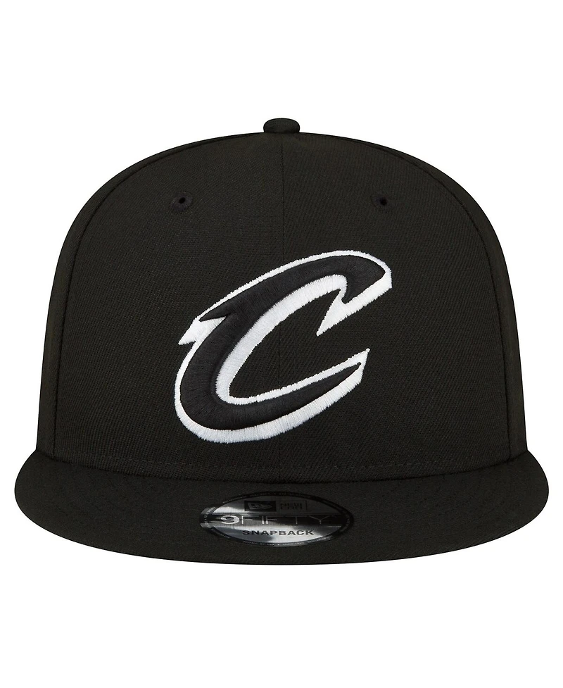 Men's New Era Cleveland Cavaliers Black and White 9FIFTY Snapback Hat