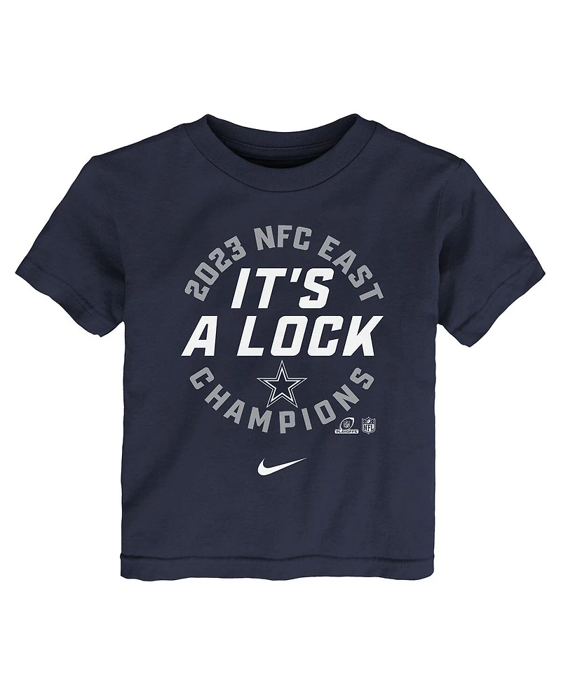 Toddler Boys and Girls Nike Navy Dallas Cowboys 2023 Nfc East Division Champions Locker Room Trophy Collection T-shirt