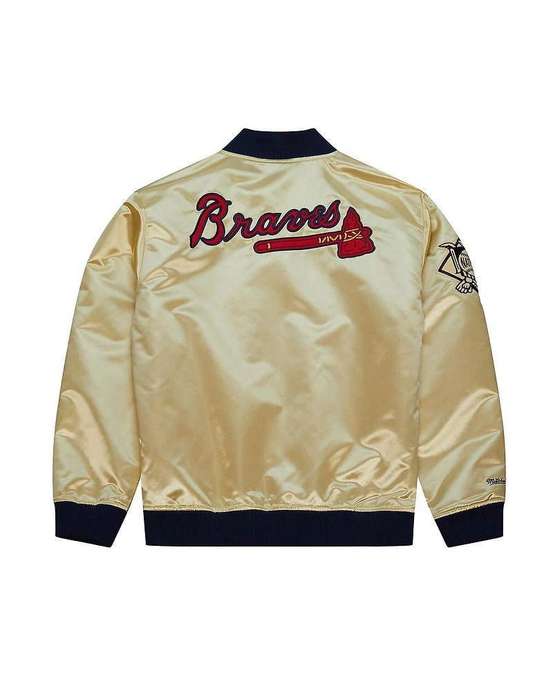 Men's Mitchell & Ness Gold Atlanta Braves Og 2.0 Lightweight Satin Full-Zip Jacket