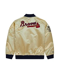 Men's Mitchell & Ness Gold Atlanta Braves Og 2.0 Lightweight Satin Full-Zip Jacket