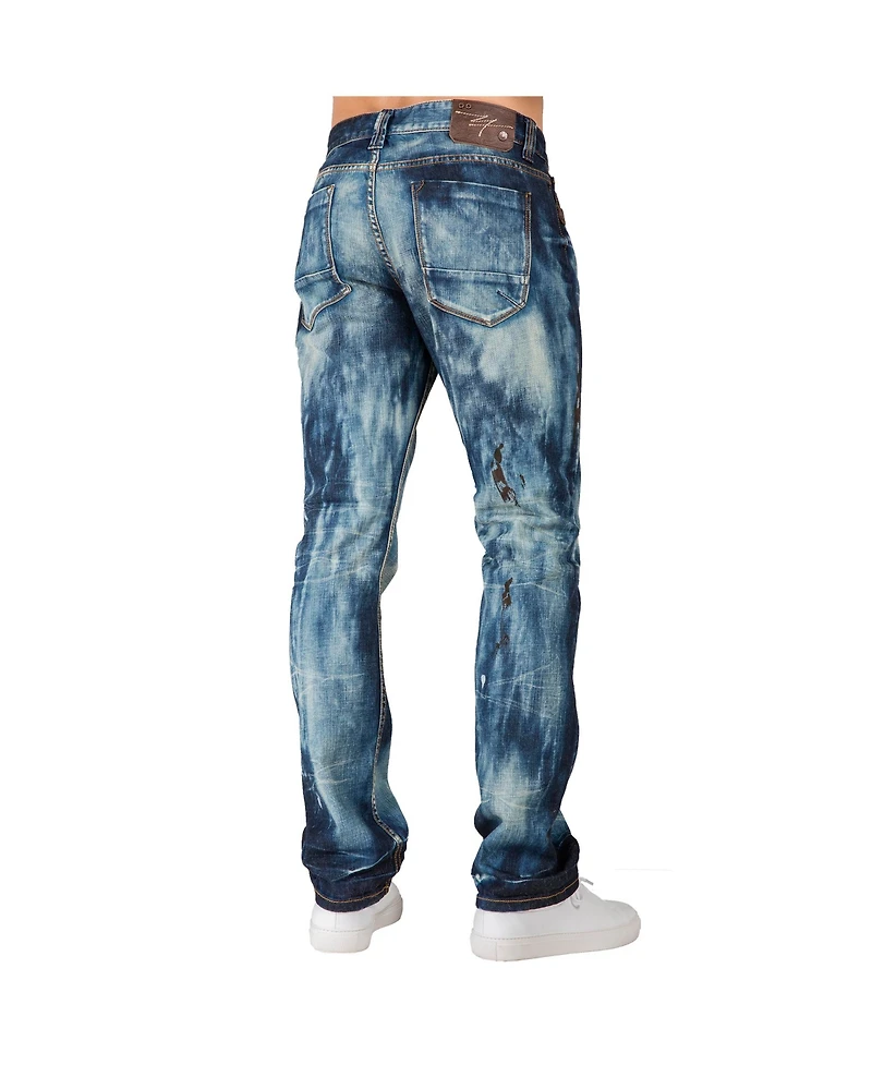 Men's Hand Crafted Wash Slim Straight Premium Denim Jeans
