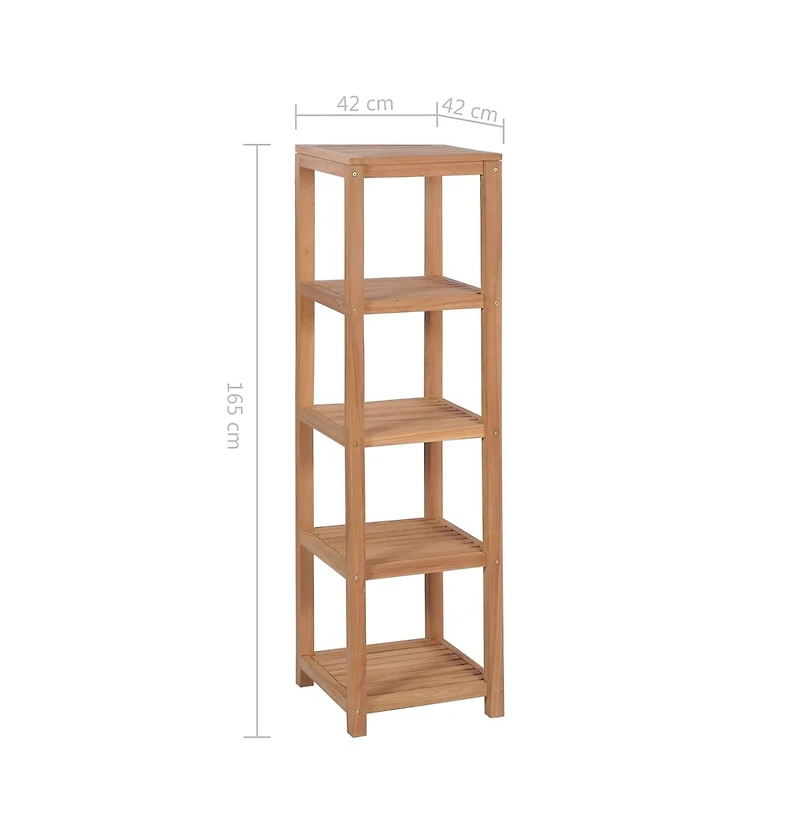 4-Tier Bathroom Storage Rack Solid Teak 16.5"x16.5"x65"