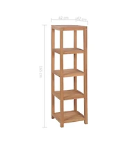 4-Tier Bathroom Storage Rack Solid Teak 16.5"x16.5"x65"