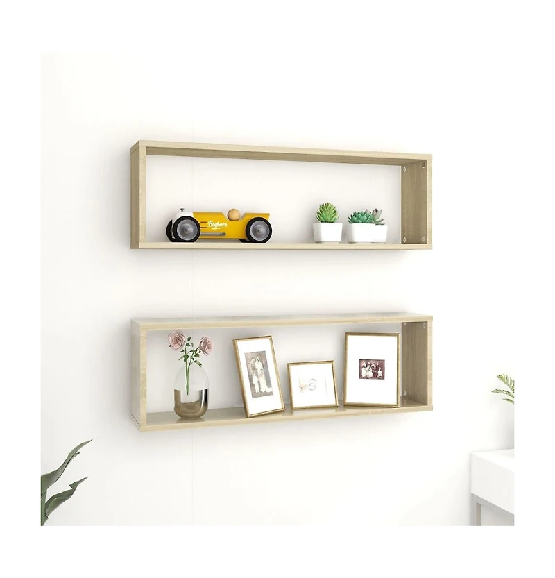 Wall Cube Shelves 2 pcs Sonoma Oak 31.5"x5.9"x10.4" Engineered Wood