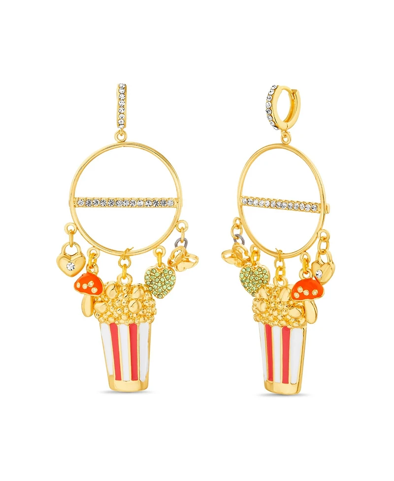 kensie Huggie Front Facing Hoop Earring with Popcorn, Butterfly and Mushroom Charms