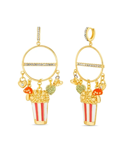 kensie Huggie Front Facing Hoop Earring with Popcorn, Butterfly and Mushroom Charms