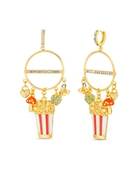 kensie Huggie Front Facing Hoop Earring with Popcorn, Butterfly and Mushroom Charms
