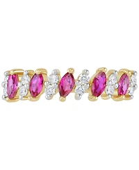 Lab-Grown Emerald (3/8 ct. t.w.) & Lab-Grown White Sapphire (1/3 ct. t.w.) Marquise Ring in 14k Gold-Plated Sterling Silver (Also in Lab-Grown Ruby &