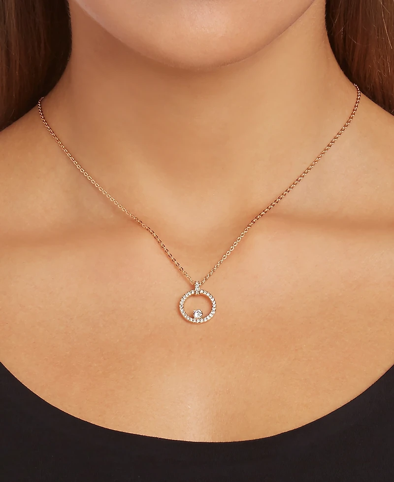 Swarovski Rose Gold-Tone Crystal Circle Pendant Necklace, 14-7/8" + 2" extender