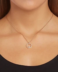 Swarovski Rose Gold-Tone Crystal Circle Pendant Necklace, 14-7/8" + 2" extender