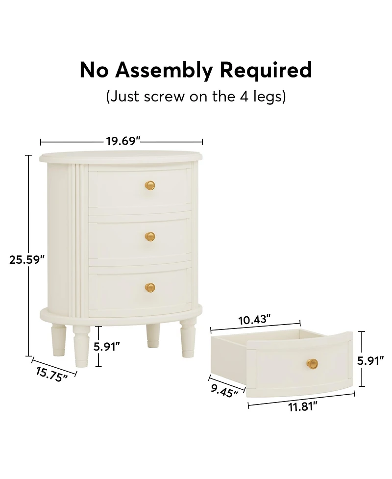 Tribesigns Nightstand with 3 Drawers, Vintage like Bed Side Table for Bedroom, No Assembly Required