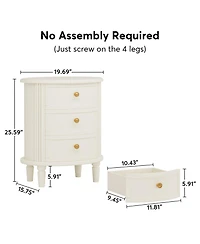 Tribesigns Nightstand with 3 Drawers, Vintage like Bed Side Table for Bedroom, No Assembly Required