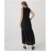 Pact Women's Organic Cotton Coastal Double Gauze Ruffle Maxi Dress