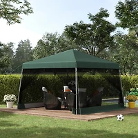Outsunny 10' x 10' Pop Up Canopy with Screen Net Sidewalls, Green