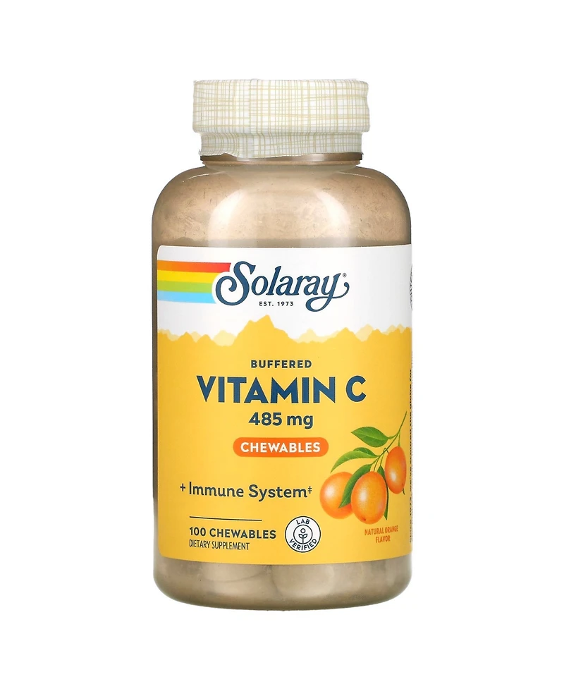 Solaray Buffered Vitamin C Chewable Natural Orange 485 mg - 100 Chewables