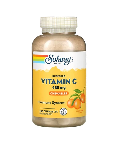 Solaray Buffered Vitamin C Chewable Natural Orange 485 mg - 100 Chewables