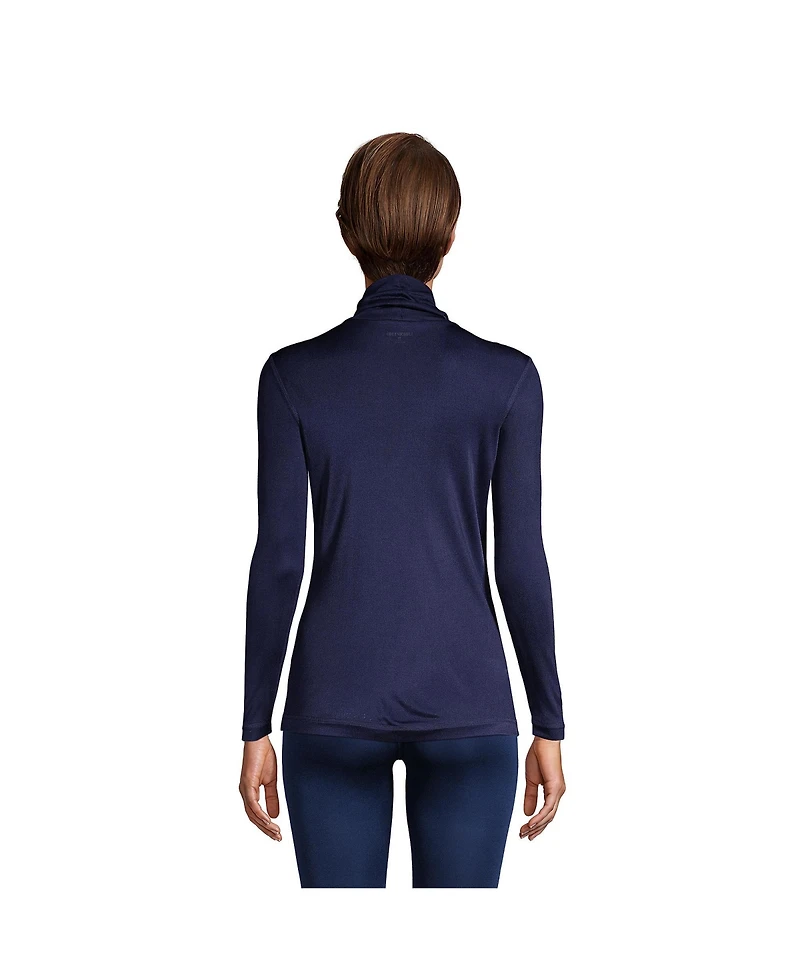 Lands' End Women's Silk Interlock Turtleneck Long Underwear Top