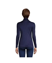 Lands' End Women's Silk Interlock Turtleneck Long Underwear Top