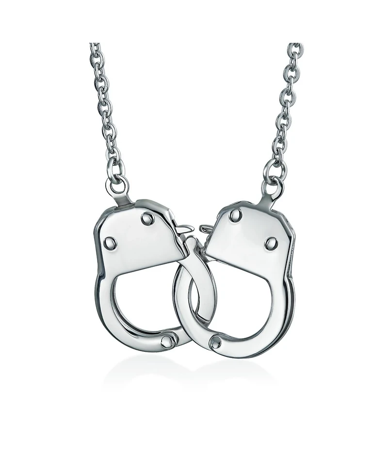 Bling Jewelry Biker Jewelry Large Handcuff Statement Necklace Stainless Steel Pendant 22 Inch