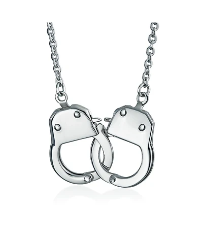 Bling Jewelry Biker Jewelry Large Handcuff Statement Necklace Stainless Steel Pendant 22 Inch