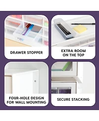 Iris Usa 44 Drawer Stackable Storage Cabinet for Hardware Crafts, White Small Brick Organizer Utility Chest, Scrapbook Art Hobby Multiple Compartment