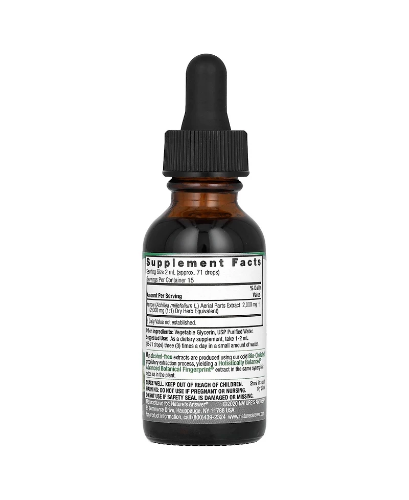Nature's Answer Yarrow Aerial Parts Alcohol-Free 2 000 mg - 1 fl oz (30 ml)