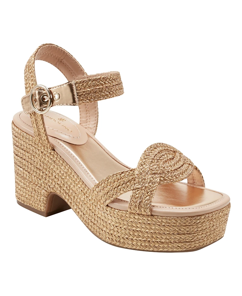 Bandolino Women's Sabinna Platform Braided Wedge Sandals - Gold