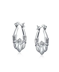 Bling Jewelry Bff Love Lightweight Heart Celtic Irish Friendship Claddagh Hoop Earrings Sterling Silver Inch Diameter