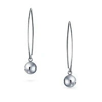 Bling Jewelry Minimalist Geometric Dangle Earrings 14K Gold Plated Sterling Silver 8MM Bead
