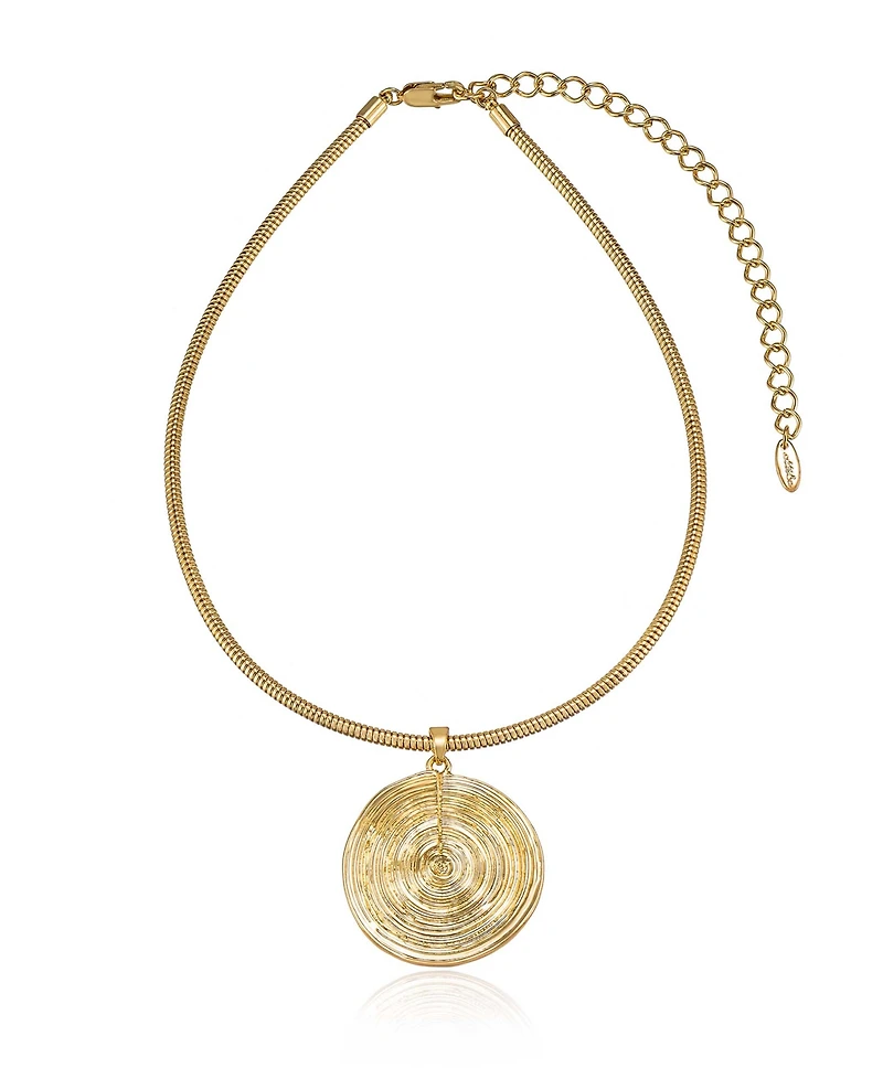 Ettika Statement Swirl Pendant 18K Gold-Plated Choker Necklace