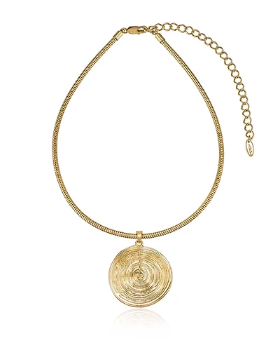 Ettika Statement Swirl Pendant 18K Gold-Plated Choker Necklace