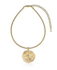 Ettika Statement Swirl Pendant 18K Gold-Plated Choker Necklace