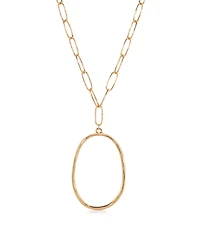 Ettika Large 18K Gold-Plated Oval Pendant Chain Link Necklace
