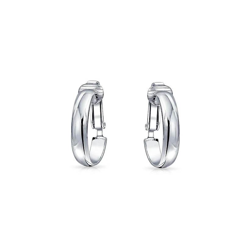 Bling Jewelry Classic Basic Simple Lightweight Clip On Hoop Earrings Non Pierced Ears Sterling Silver .75 Diameter
