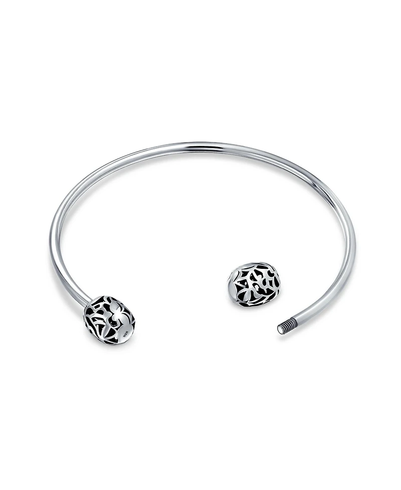 Bling Jewelry Love Message Filigree Screw Clasp Starter Charm Cuff European Beads Bangle Bracelet Sterling Silver