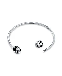 Bling Jewelry Love Message Filigree Screw Clasp Starter Charm Cuff European Beads Bangle Bracelet Sterling Silver