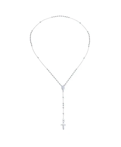 Bling Jewelry Catholic Prayer Round Ball Beads Jesus Crucifix Virgin Mary Rosary Y Necklace Sterling Silver