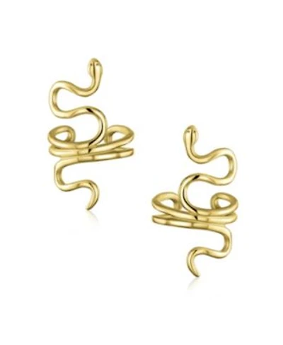 Bling Jewelry Helix Climber Crawler Snake Serpent Clip On Wrap Wire Cartilage Lobe Ear Cuff Earrings Men Non Pierced Ear Gold Plated Sterling Silver Pair