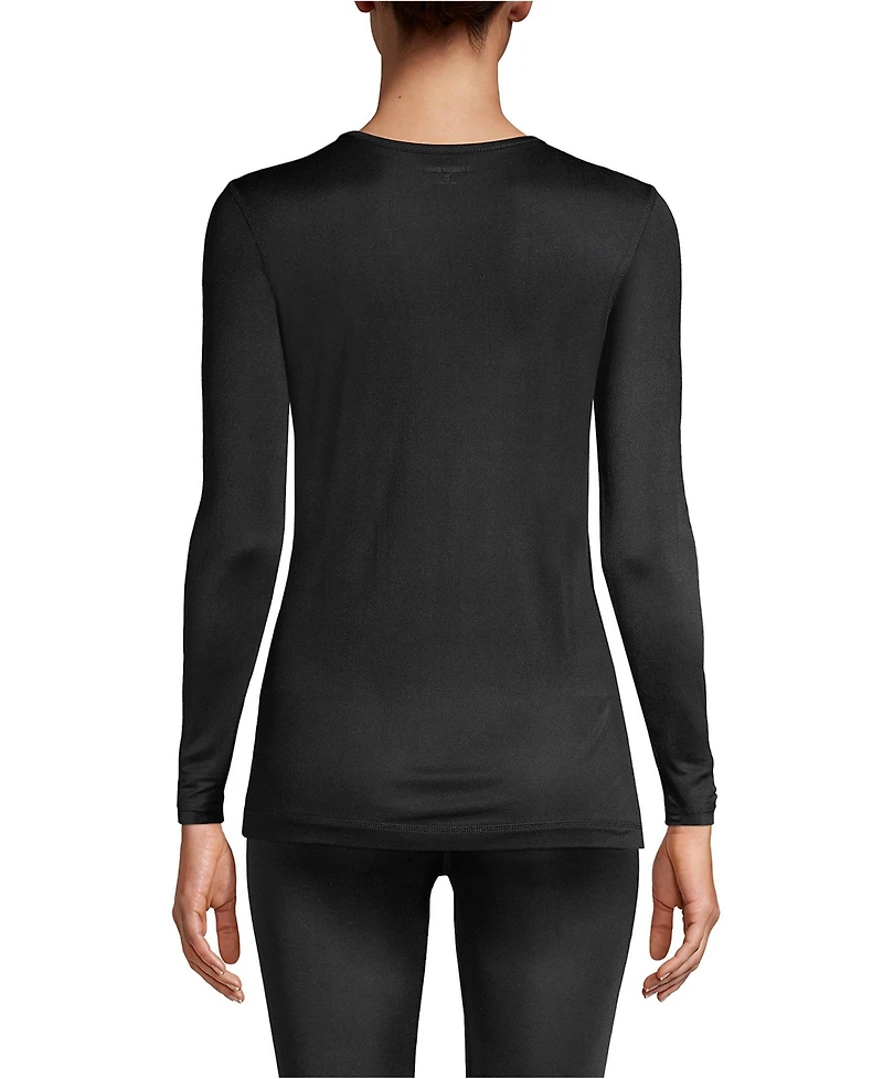 Lands' End Petite Silk Interlock Long Sleeve Crewneck Underwear Top