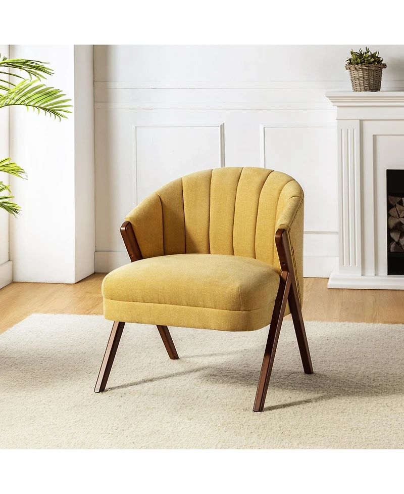 Ibhar Mid-century Barrel Accent Chair with Vertical Channel-tufted Back