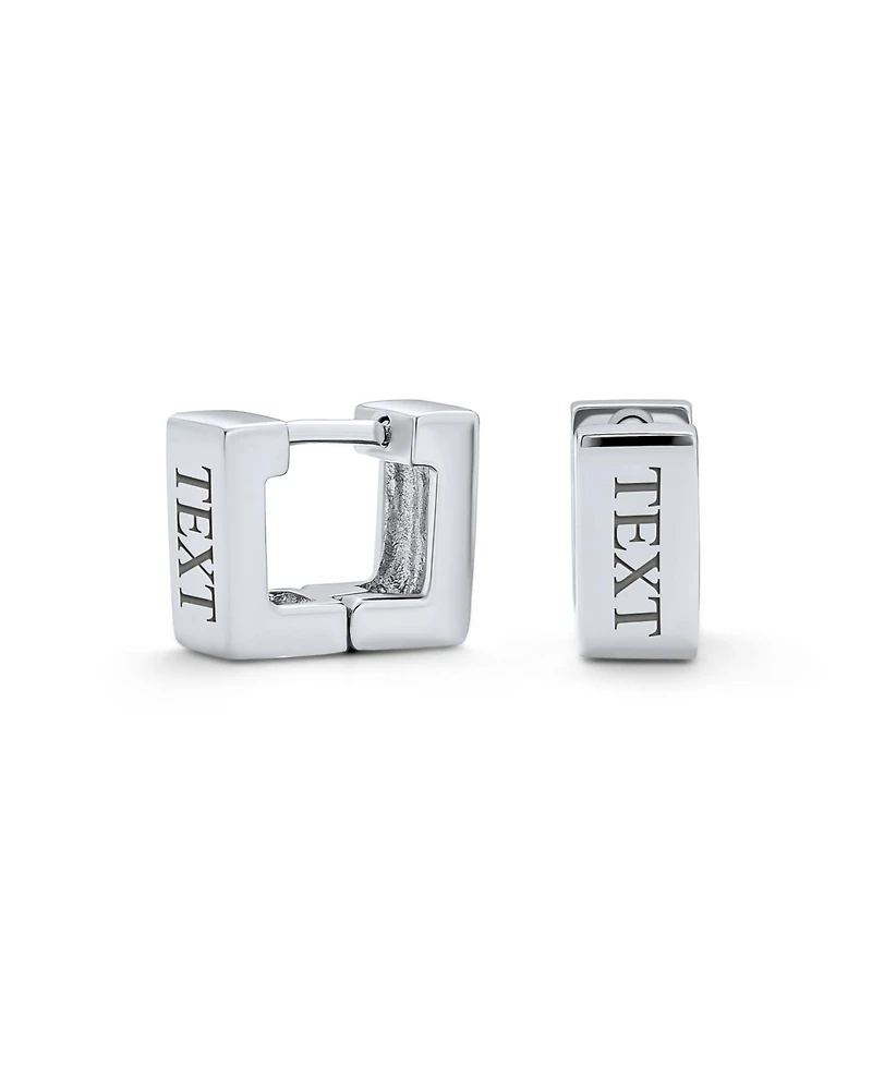 Bling Jewelry Contoured Square Huggie Hoop Earrings Sterling Silver