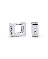 Bling Jewelry Contoured Square Huggie Hoop Earrings Sterling Silver