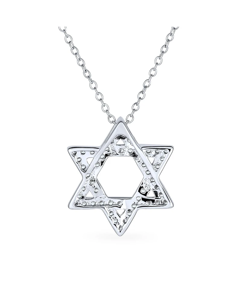 Bling Jewelry Cubic Zirconia Cz Accent Religious Magen Judaica Hanukkah Intertwined Star Of David Pendant Necklace For Women Bat Mitzvah Sterling Silv