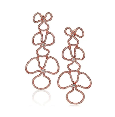 Suzy Levian Sterling Silver Cubic Zirconia Flower Drop Dangle Earrings